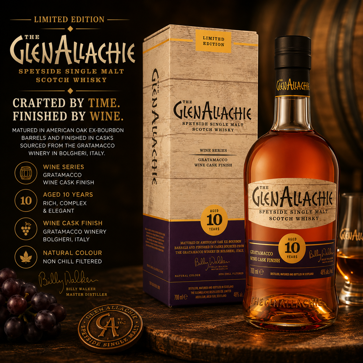GlenAllachie 10 Year Old Grattamacco Wine Cask Finish