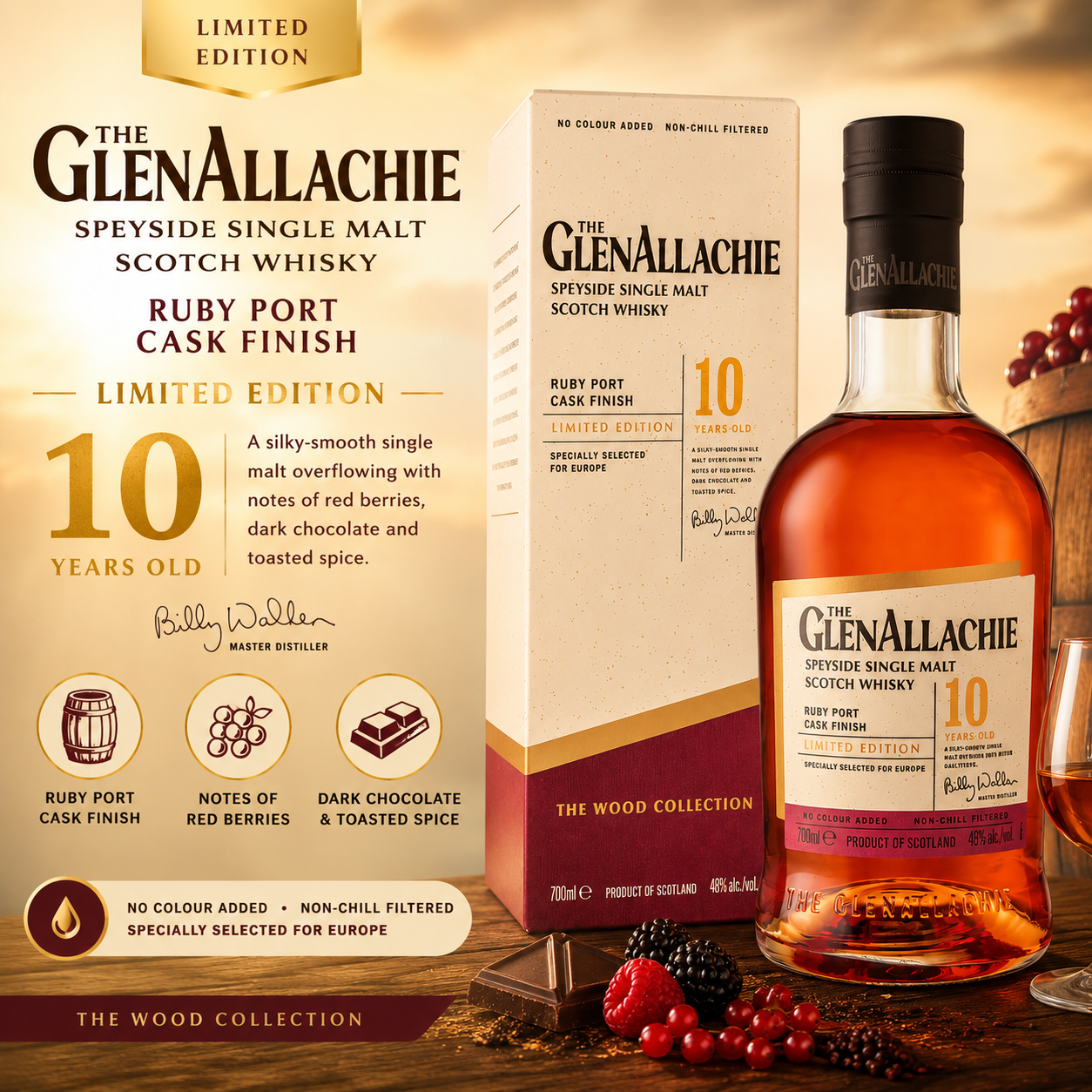 GlenAllachie 10 Year Old Ruby Port Cask Finish