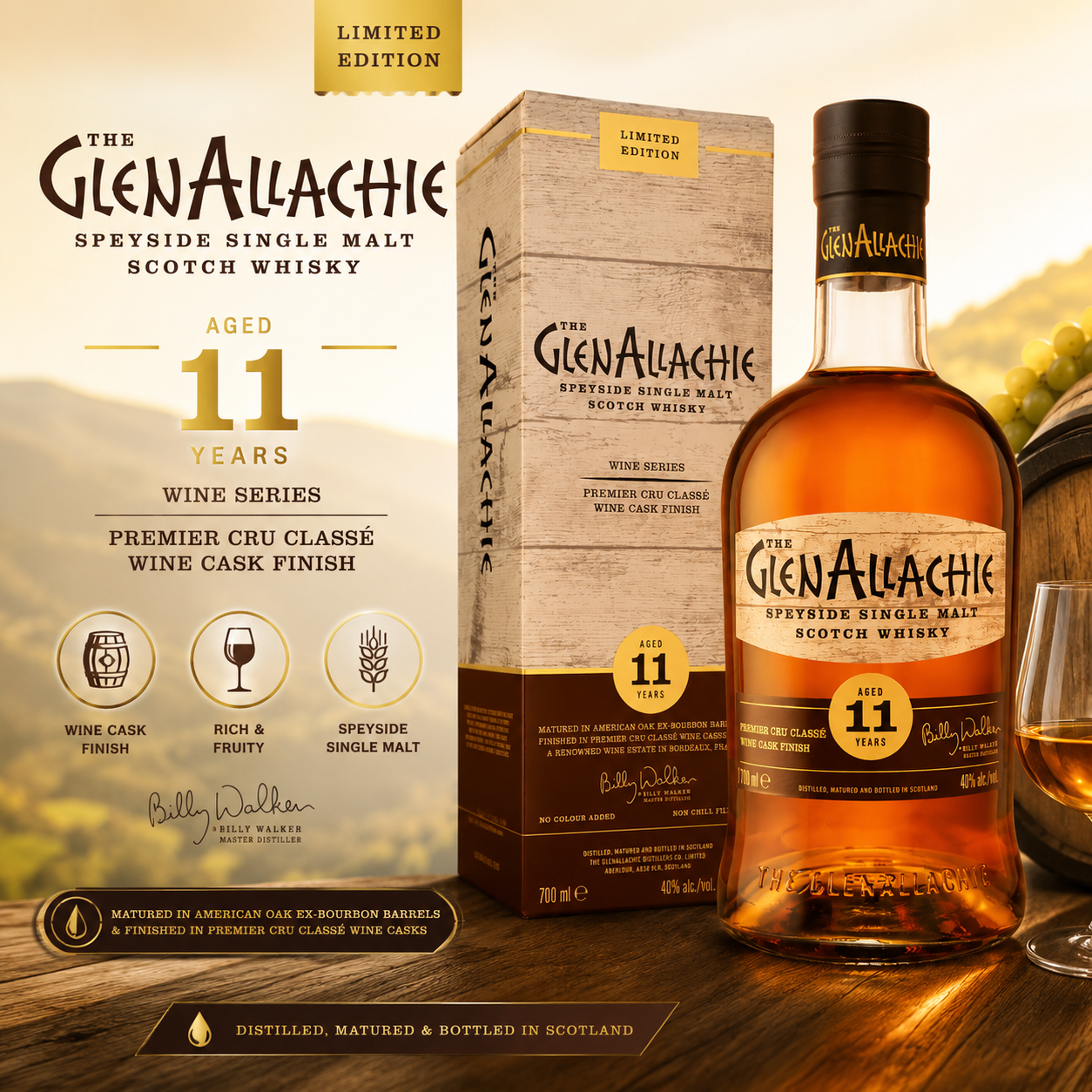 GlenAllachie 11 Year Old Premier Cru Classé Wine Cask Finish