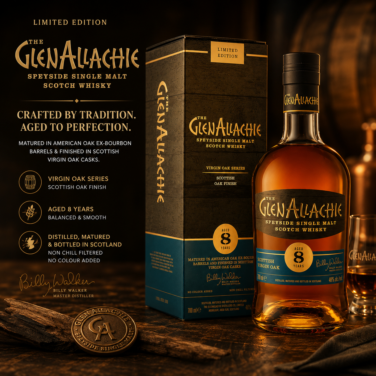 GlenAllachie 8 Year Old Scottish Oak