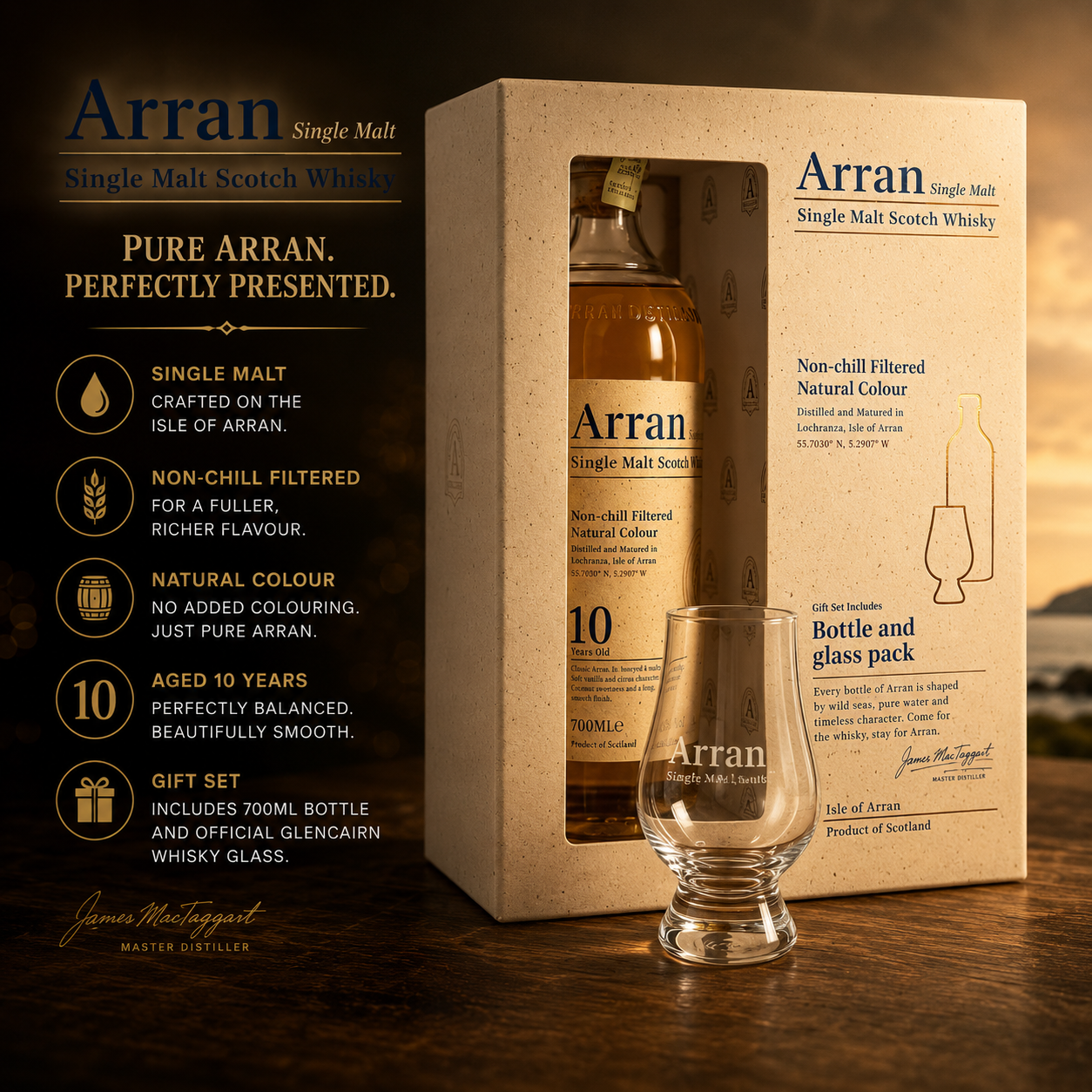 Arran 10 Year Old Bottle & Glass Pack