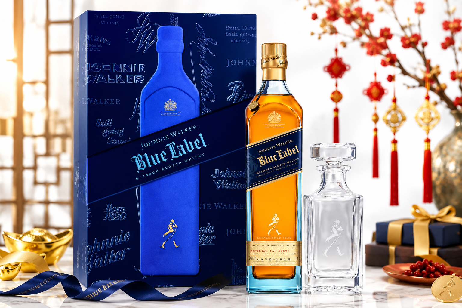 Johnnie Walker Blue Label Festive VAP 2025 whisky gift set with decanter in Malaysia