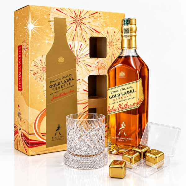 Johnnie Walker Gold Label Reserve Gift Set 750ml with Rotating Glass and Ice Stones